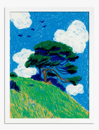 Breezy Summer Pines Art Print White