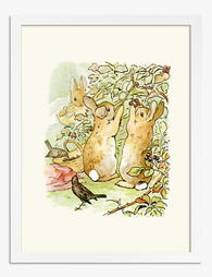 Beatrix Potter Bunny Gathering Art Print - White