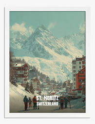 St. Moritz Mountain Escape Art Print White