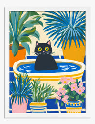 Cat in the Sunroom Art Print - White