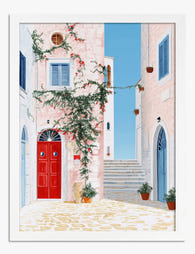 Sunwashed Puglia Courtyard Art Print - White