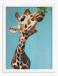 Playful Giraffe Charm Art Print - White
