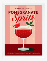 Retro Pomegranate Spritz Art Print - White