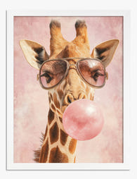 Chic Giraffe Bubble Pop Art Print White