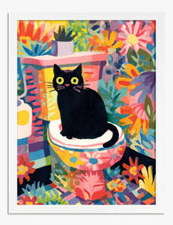Vibrant Cat Retreat Art Print - White