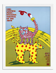 Playful Festival Cats Art Print - White