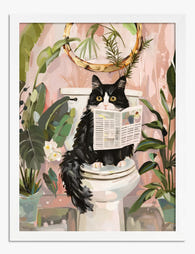 Quirky Cat Moment Art Print - White