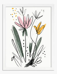 Soft Meadow Blooms Art Print - White