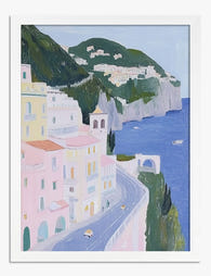 Amalfi Coast Riviera Scene Art Print - White