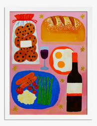 Playful Food Collection Art Print White