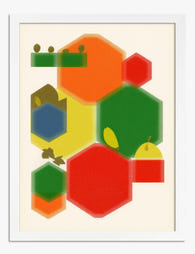 Modern Fruit Geometry Art Print - White