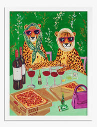 Chic Cheetah Pizza Party Art Print - White