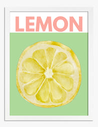 Zesty Lemon Slice Art Print - White