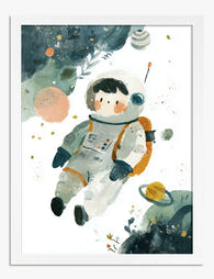 Little Explorer Astronaut Art Print White