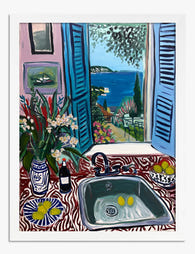 Matisse-Inspired Kitchen View Art Print - White
