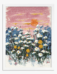 Winter Blooms at Sunset Art Print White