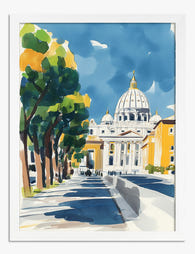 Rome Sunlight Stroll Art Print White