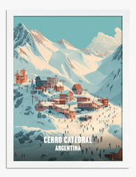 Cerro Catedral Winter Scene Art Print White