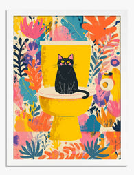 Botanical Cat Pop Art Print - White