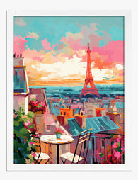 Parisian Sunrise Escape Art Print - White