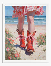 Cowgirl Spirit by the Sea Art Print - White