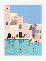 Sunlit Poolside Escape Art Print - White