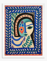 Modern Folk Portrait Art Print - White