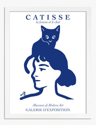 Catisse Cat & Woman Art Print - White