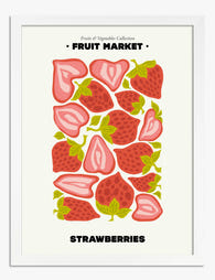 Playful Strawberry Pop Art Print - White