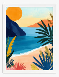 Vibrant Coastal Retreat Art Print White