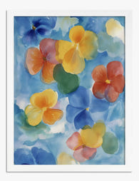 Watercolor Pansy Bloom Art Print - White