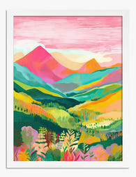 Vibrant Mountain Escape Art Print - White