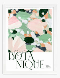 Green Botanical Splash Art Print - White