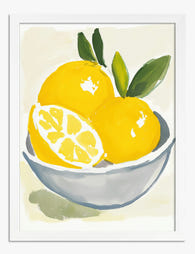 Sunny Lemons Still Life Art Print - White
