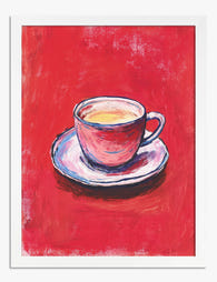 Bold Red Coffee Moment Art Print - White