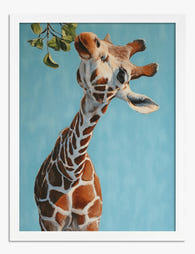 Playful Giraffe Charm Art Print - White