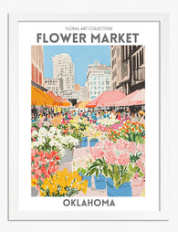Oklahoma Floral Market Vibes Art Print - White