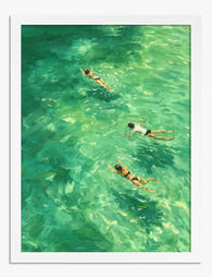 Serene Swimmers Art Print White