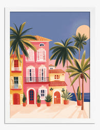 Riviera Sunlit Retreat Art Print White