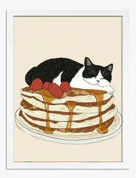Pancake Dreams & Cat Naps Art Print - White