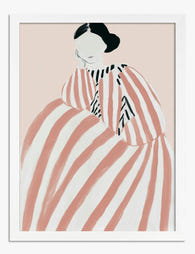 Striped Elegance Portrait Art Print - White