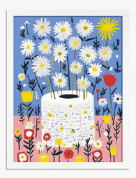 Playful Daisies in Bloom Art Print White