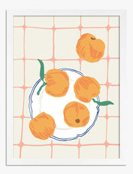 Peaches on the Table Art Print - White