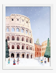 Roman Holiday in Snow Art Print - White