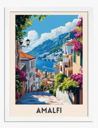 Amalfi Coastal Escape Art Print - White
