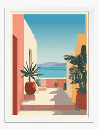 Sunlit Mediterranean Path Art Print - White