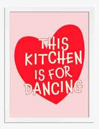 Kitchen Dance Party Heart Art Print - White