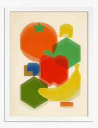 Playful Pop Fruit Shapes Art Print - White