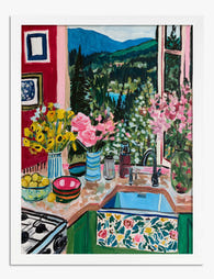 Sunlit Kitchen View – Matisse Inspired Art Print - White
