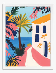 Vibrant Mediterranean Vista Art Print White